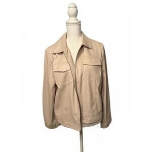 New Elie Tahari Zinc Vegan Leather Zip Up Jacket, size XL